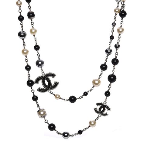 chanel necklace with black disc|chanel necklace pearl price.